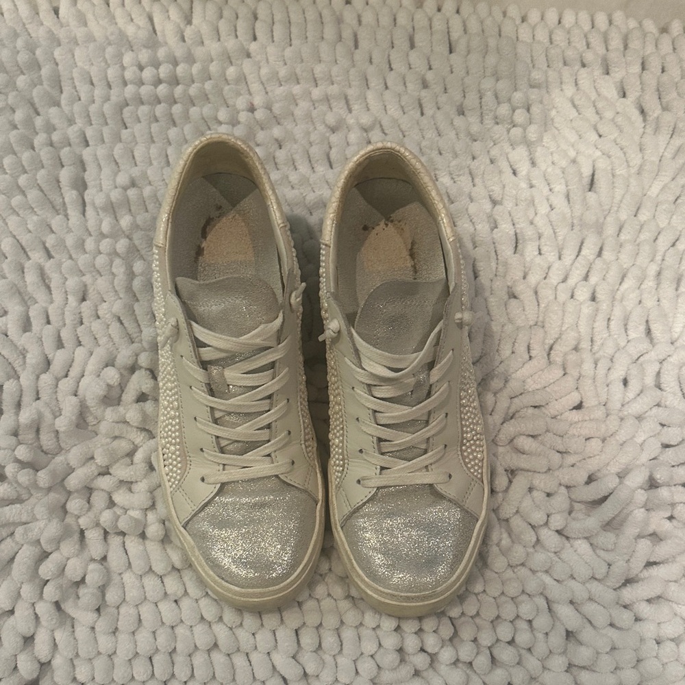 Dolce Vita Women's Glitter Toe Lace-Up Sneakers in Light Metallic